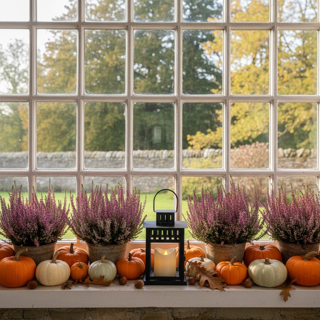 Die Fensterbank als Herbstbühne von außen