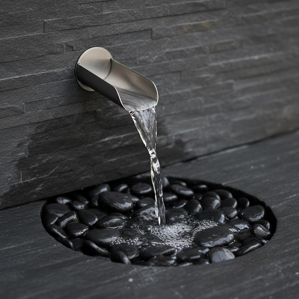 Ein Wasserspiel in der Steinmauer