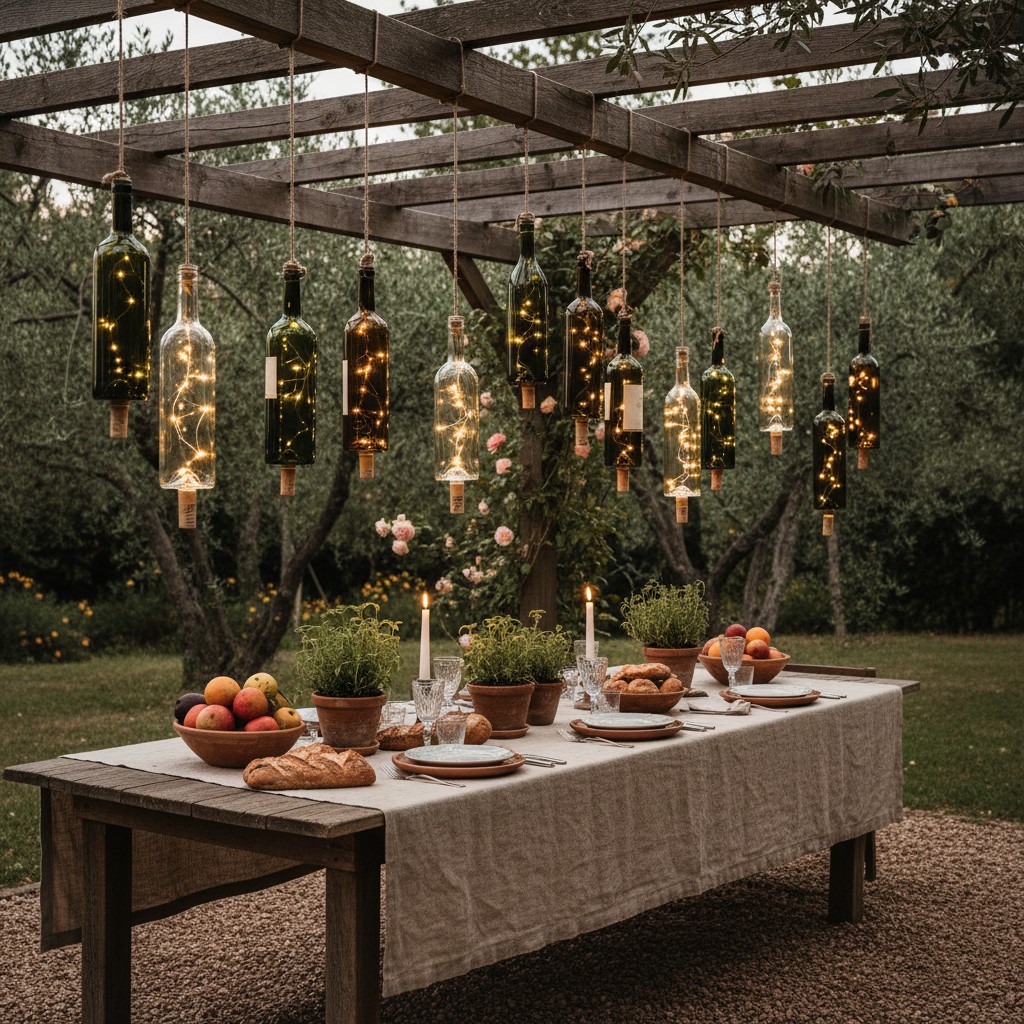 DIY-Girlande aus alten Weinflaschen