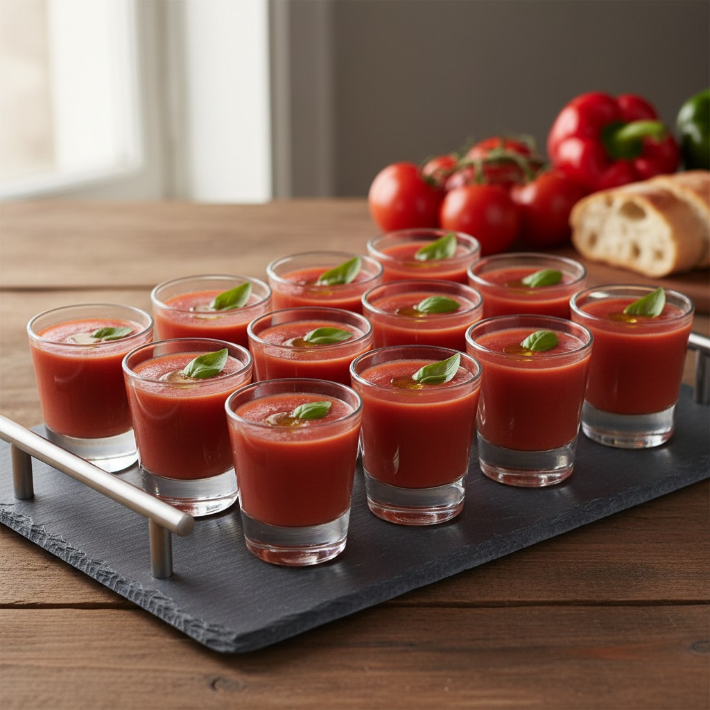 Gazpacho-Shots als kalte Überraschung