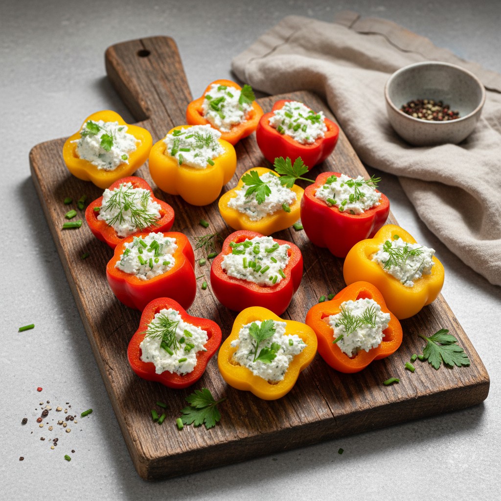 Gefüllte Mini-Paprika mit Kräuter-Frischkäse