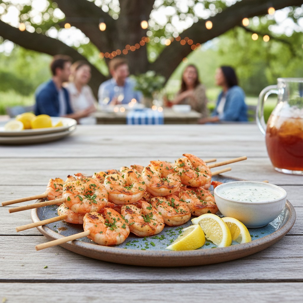 Marinierte Garnelen-Spieße vom Grill