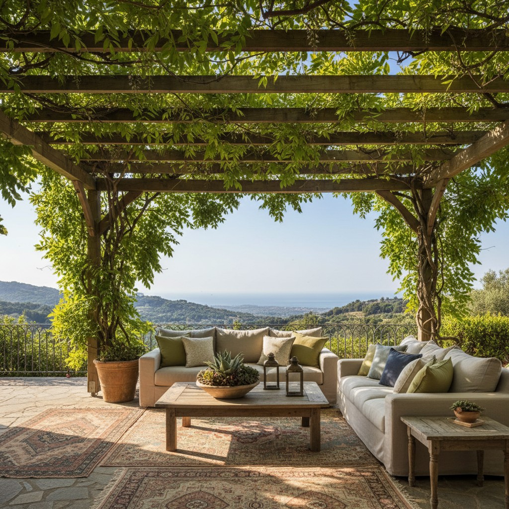 Schattenspendende Pergola oder Sonnensegel